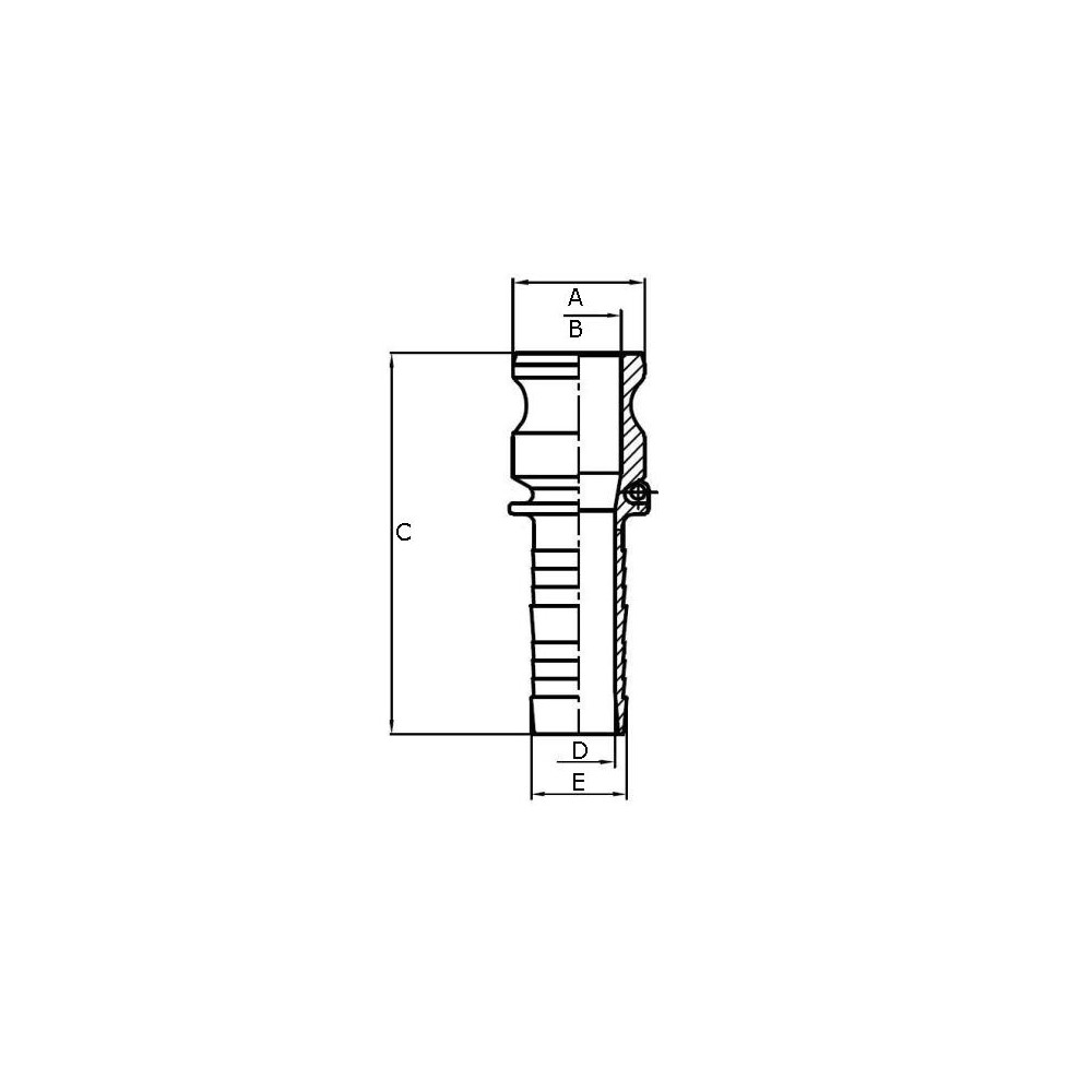 Złącze Camlock Typ E 1/2" króciec na wąż, stal 316