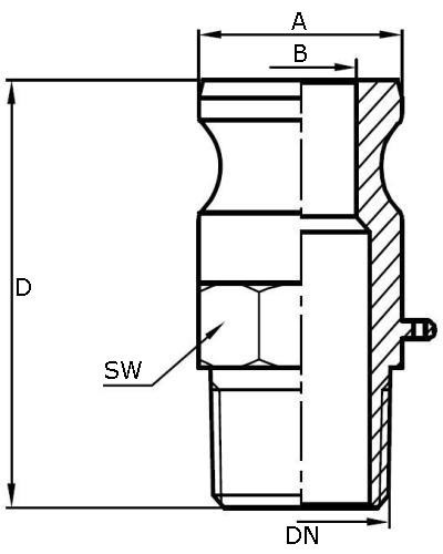 Złącze Camlock typ F 1/2" gwint zewn. 316