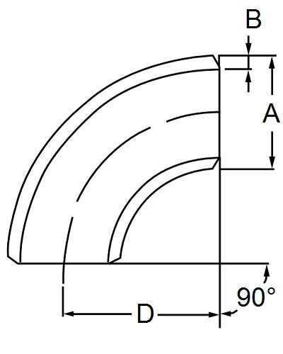 Kolano 90° 26.67 x 2.87mm 304LR