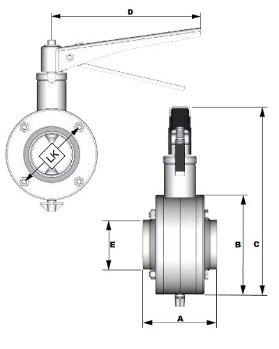 Przepustnica GUTH DN25 F/F 304 MO EPDM