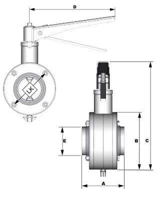 Przepustnica GUTH DN80 F/F 304 MO EPDM