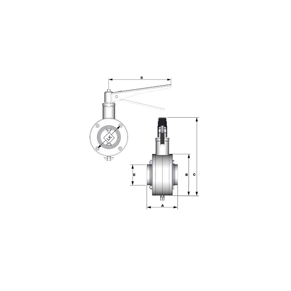 Przepustnica GUTH DN25 F/F 316 MO EPDM