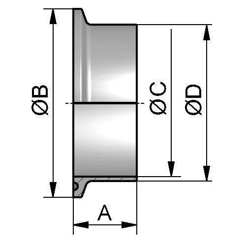 Krótka złączka TC 1.1/2" 304 P