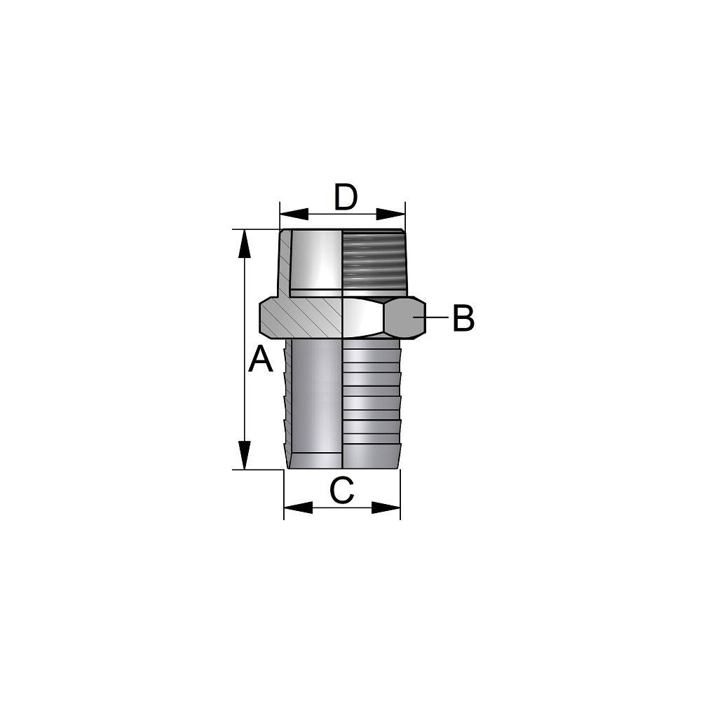 Króciec węża sześciokątny 1/4" x 6 316