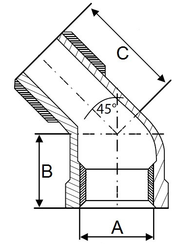 Kolano 45° 3/4" BSP m/f 316