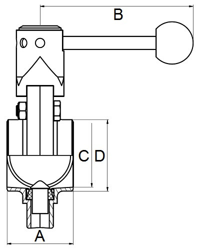 Przepustnica BFV DN32 S/S 304 MO SIL