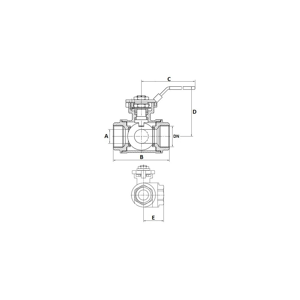 Zawór kulowy 3drogowy Tport 1 1/2" D/D 316