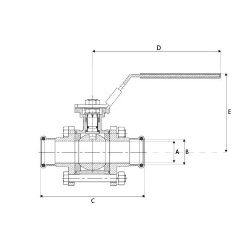 Zawór kulowy MQLine 3D P/P 22