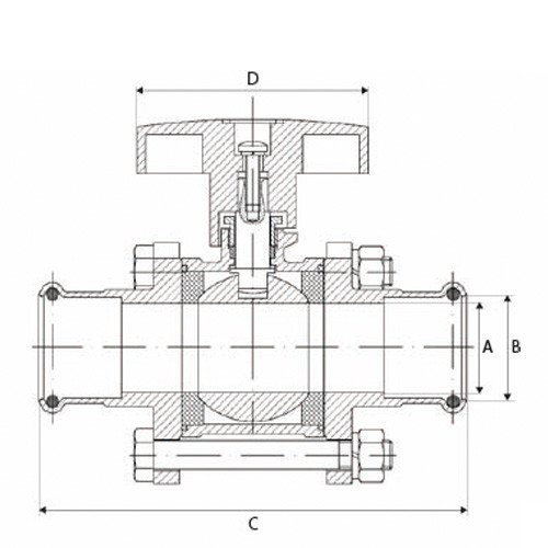 Zawór kulowy MQLine 3P P/P 28