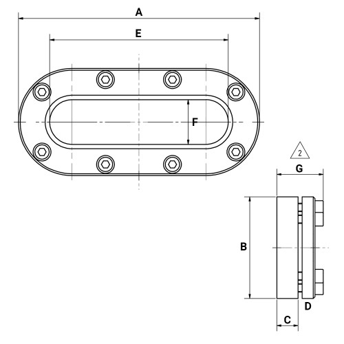 Owalny wziernik 270x120mm 3 bar 316