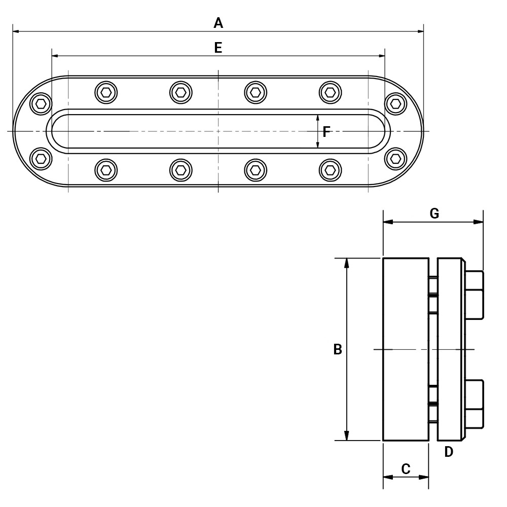 Owalny wziernik 310x100mm 6 bar 316