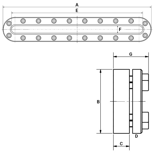 Owalny wziernik 610x100mm 6 bar 316