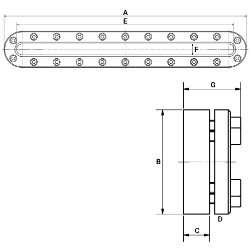 Owalny wziernik 670x100mm 6 bar 316