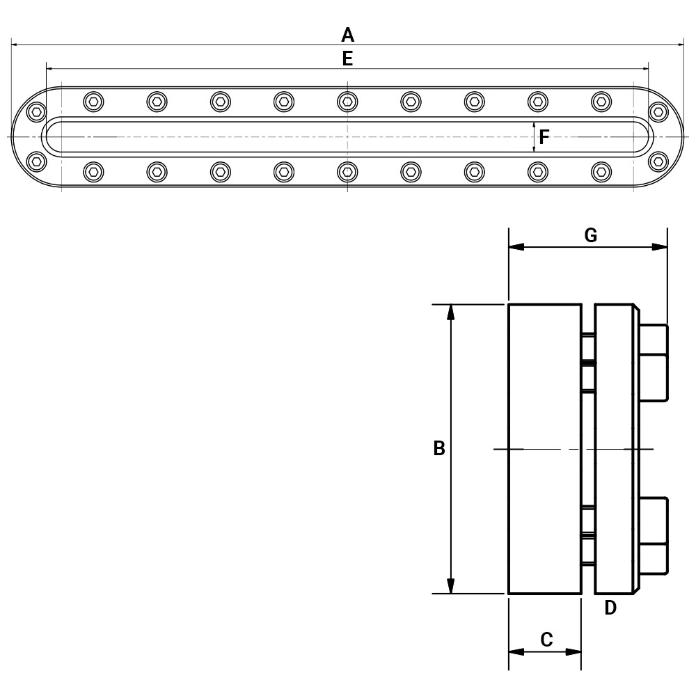 Owalny wziernik 670x100mm 6 bar 316