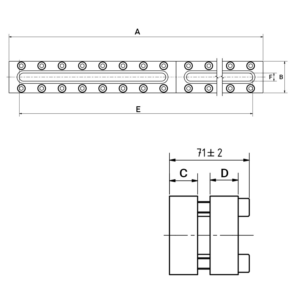 Prostokątny wziernik 740x70mm 40 bar