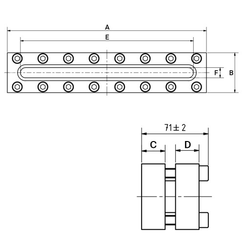 Prostokątny wziernik 350x70mm 40 bar