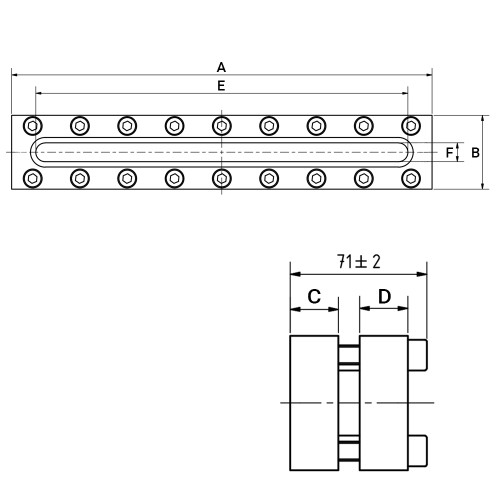 Prostokątny Wizjer Szklany 400x70mm 40 bar