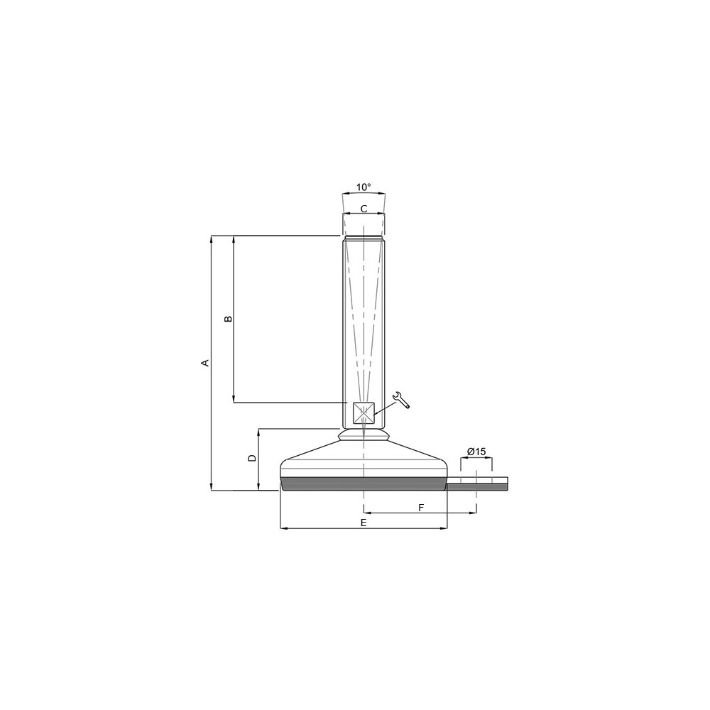 Stopki poziomujące  L Ø120mm M16x100 SS EPDM