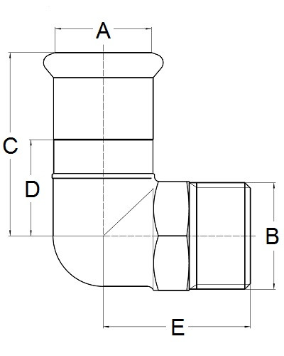 Adapter kątowy 90° P/M 54x2