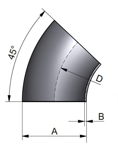 Kolano 45° 141.30x 6.55 316LR