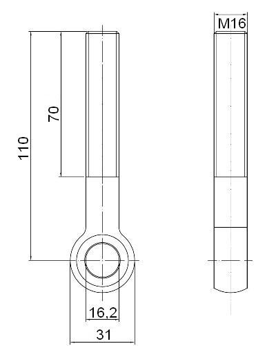 Śruba oczkowa M16*110 1 bar pokrywa