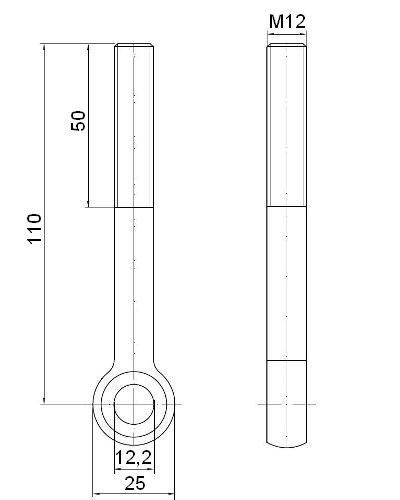 Śruba oczkowa M12*110 1 bar pokrywa