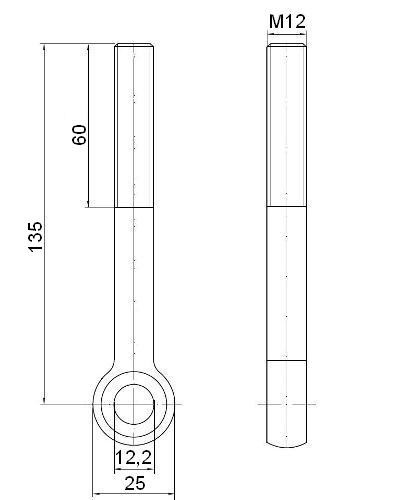 Śruba oczkowa M12*135 beznapięciowa