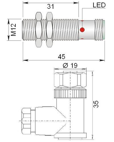 Wyłącznik zbliżeniowy M12 + Conn.
