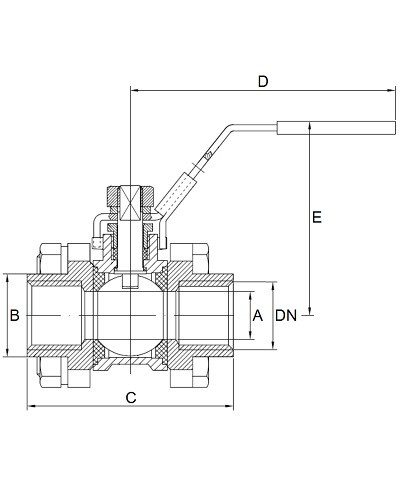 Zawór kulowy 3D 2.1/2" M/M 316