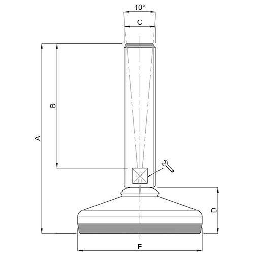 Stopki poziomujące 3A Ø120mm M20x140 SS EPDM | dozbiornika.pl