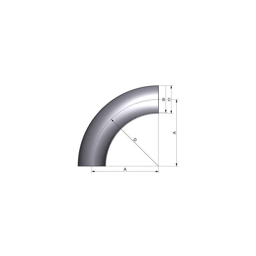 Redukcyjne Kolano 90° 52.0x1.5 316P LR