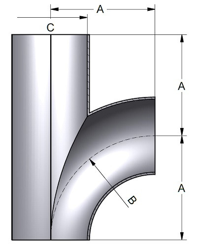 Trójnik 40,0 x 1,5mm 316P