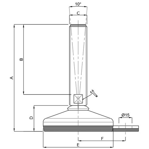 Stopki poziomujące  L 100mm M16x200 SS NBR