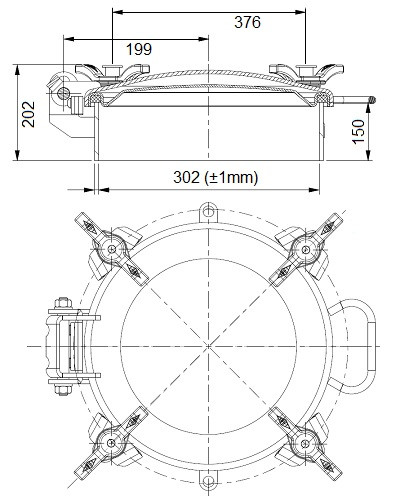 Pokrywa zbiornika DN300 4 bar Koło