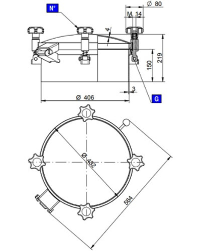 Pokrywa włazu 400L (Szyjka 150x3) 304