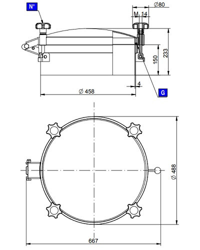 Pokrywa włazu 450L (Szyjka 150x3) 304