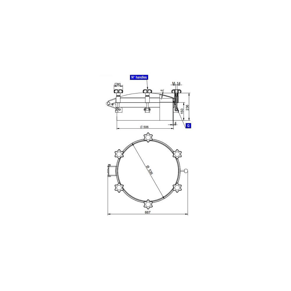 Właz 500L (Szyjka 150x3) 316