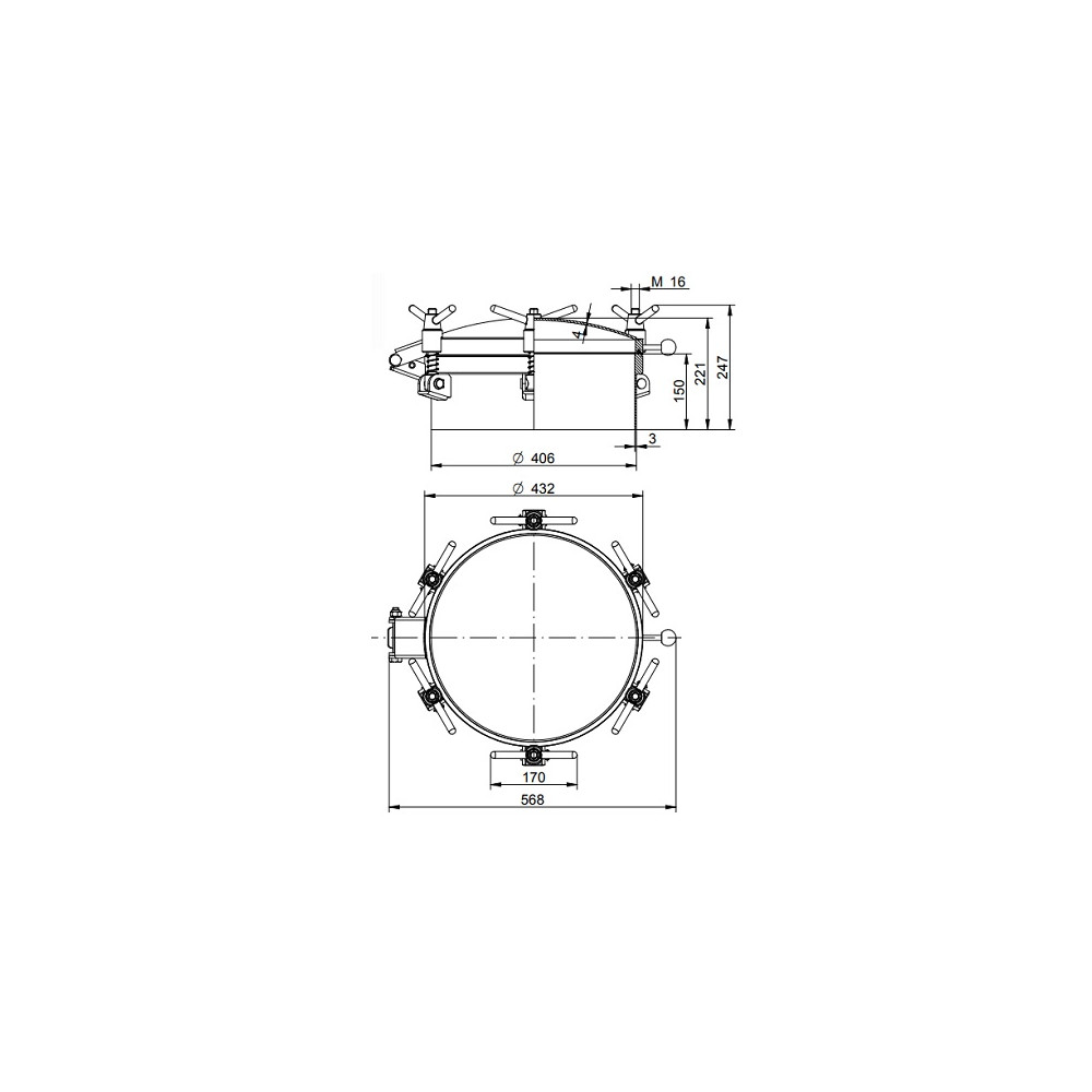 Właz ciśnieniowy DN400 1/+3 bar 316