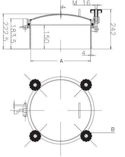 Właz D3 NW400 1/+4 bar 316