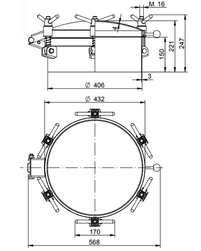 Właz ciśnieniowy DN400 1/+4 bar 304