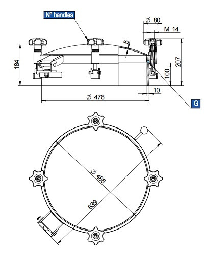 Właz DN450 1/+2 bar 304