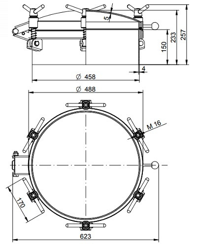 Właz ciśnieniowy DN450 1/+2,6 bar 316