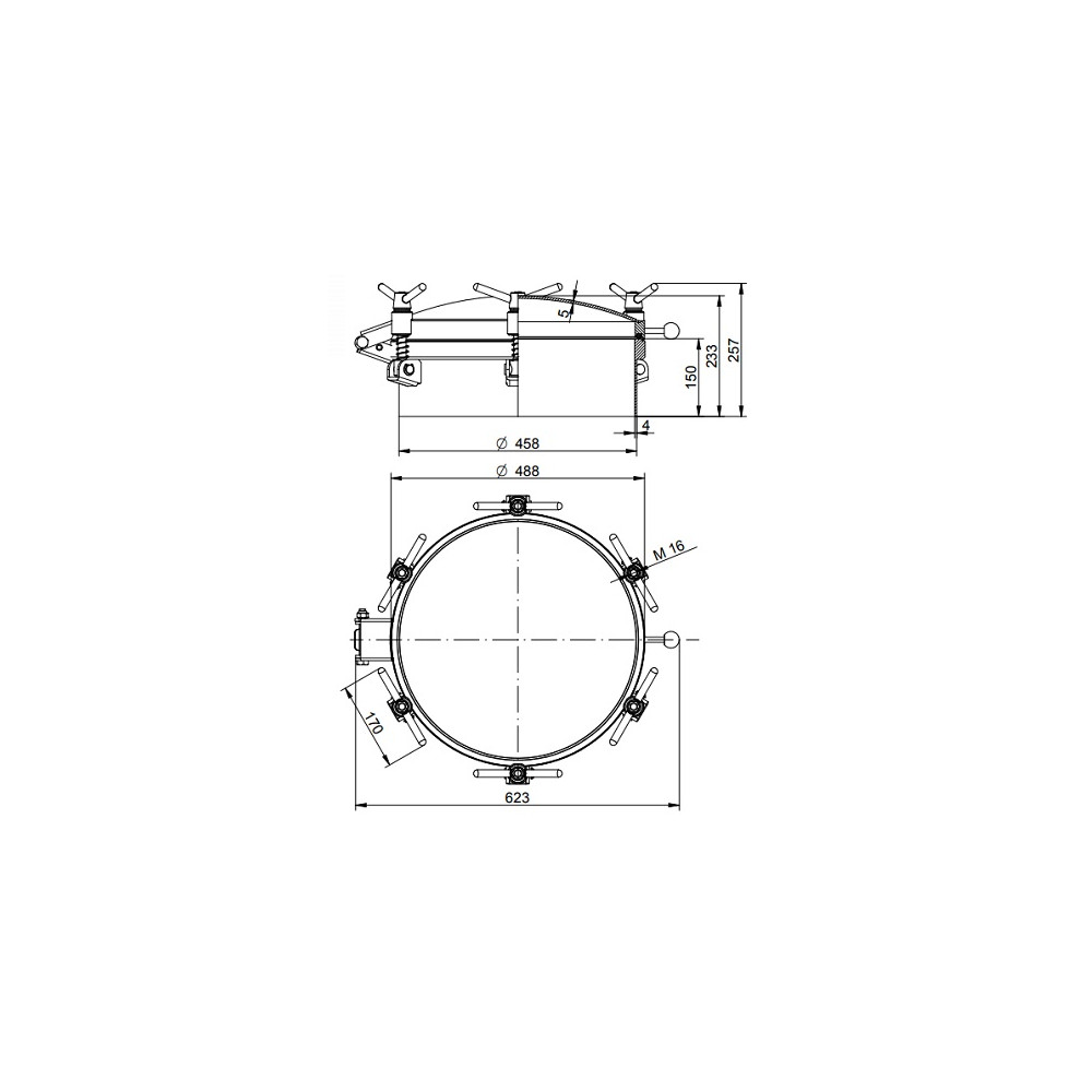 Właz ciśnieniowy DN450 1/+5 bar 304