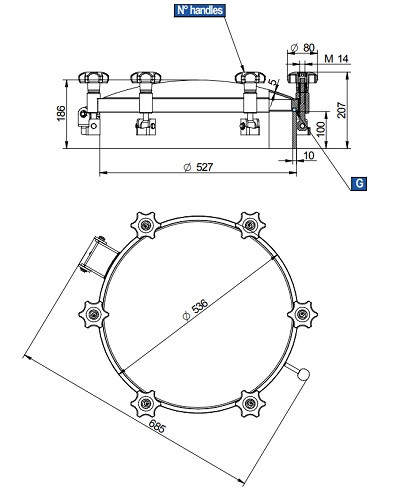 Właz DN500 1/+2 bar 316
