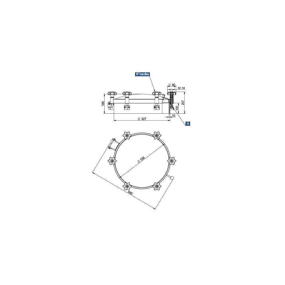 Właz DN500 1/+2 bar 316