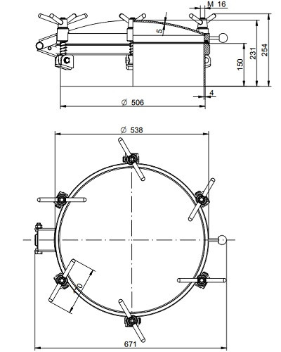 Właz ciśnieniowy DN500 1/+3,2 bar 316
