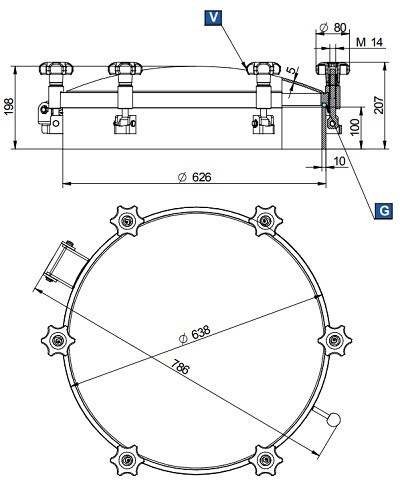Właz DN600 1/+2 bar 316