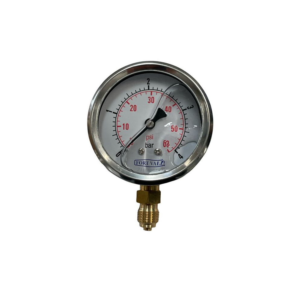 MANOMETR, ŚREDNICA 2,5", 0-4 BAR, PRZYŁĄCZE 1/4"BSP, OBUDOWA MOSIĘŻNA.
