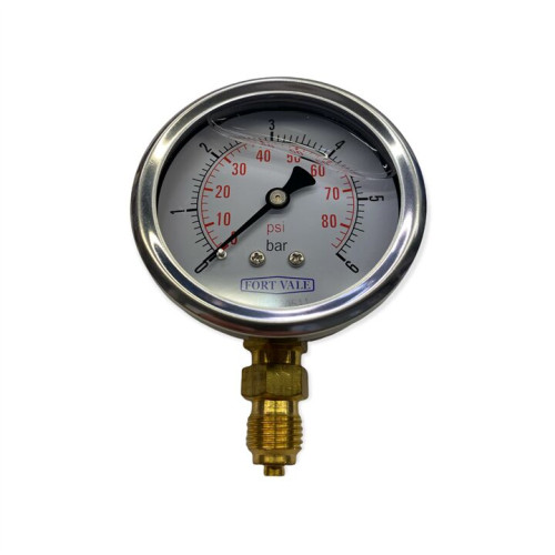 MANOMETR, ŚREDNICA 2,5", 0-6 BAR, PRZYŁĄCZE 1/4"BSP, OBUDOWA MOSIĘŻNA.
