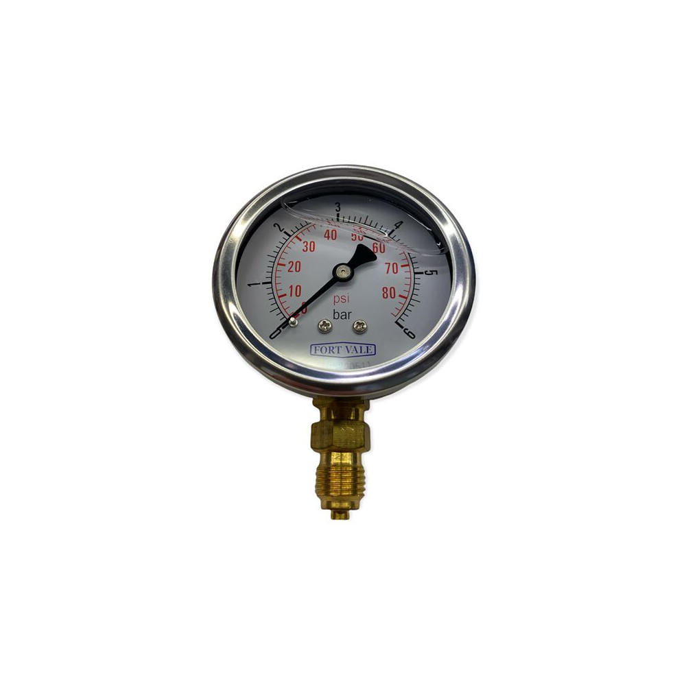 MANOMETR, ŚREDNICA 2,5", 0-6 BAR, PRZYŁĄCZE 1/4"BSP, OBUDOWA MOSIĘŻNA.

